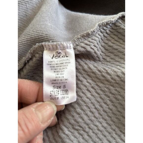 Vocal USA Size Small Long Sleeve Black Gray Striped Long Shirt Dress Rhinestones - Picture 8 of 9